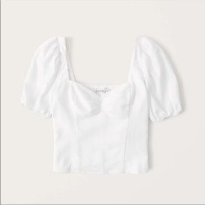 Abercrombie and fitch short sleeve cinched linen blend top